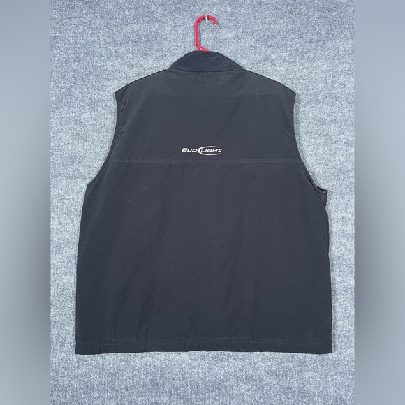 Swingster Budweiser Bud Light Men’s XL Black Fleece Lined Embroidered Vest - Picture 3 of 11